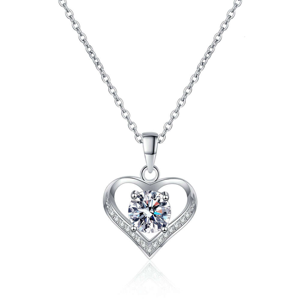 DHCollections-- Xindeyi Sier Moissanite Heart-Shaped Necklace Love Pendant for Women Beating Heart Sweet Style Niche Lock