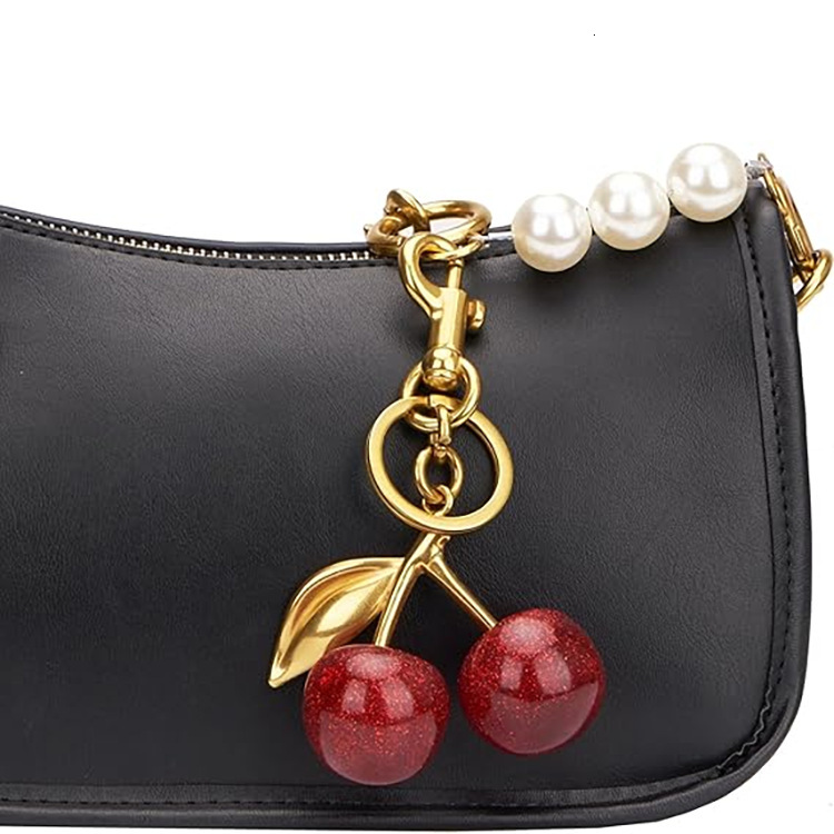 designer keychain high quality crystal cherry bag pendant creative exquisite keychain