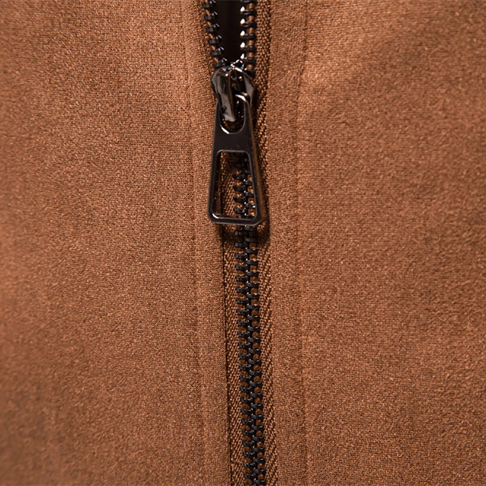 AIOPESON Mens Brown Suede Turn Down Collar Jacket Casual Business Faux Leather Trucker Jackets Coat for Men 251023