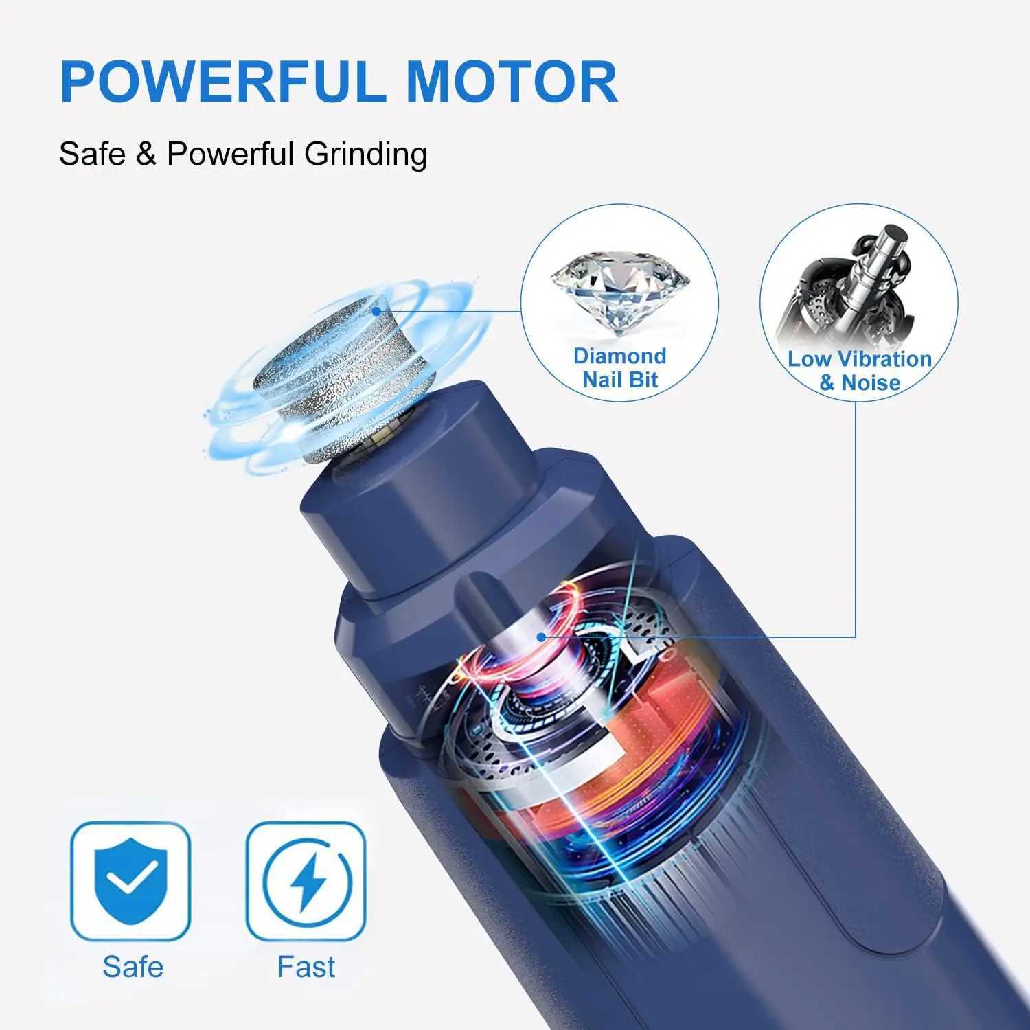 NPET Dog Nail Grinder with Guard 2 Speed Pet Nail Trimmer with LED Light Powerful Paw Grooming for Small Medium Cats Dogs Z20251024