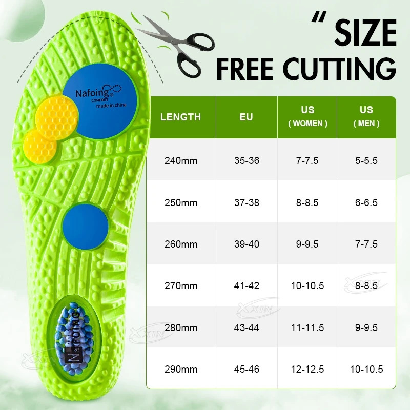 Sports Air Cushion High Elastic Running Insoles PU Shockabsorbing Soft Breathable Size 35251020
