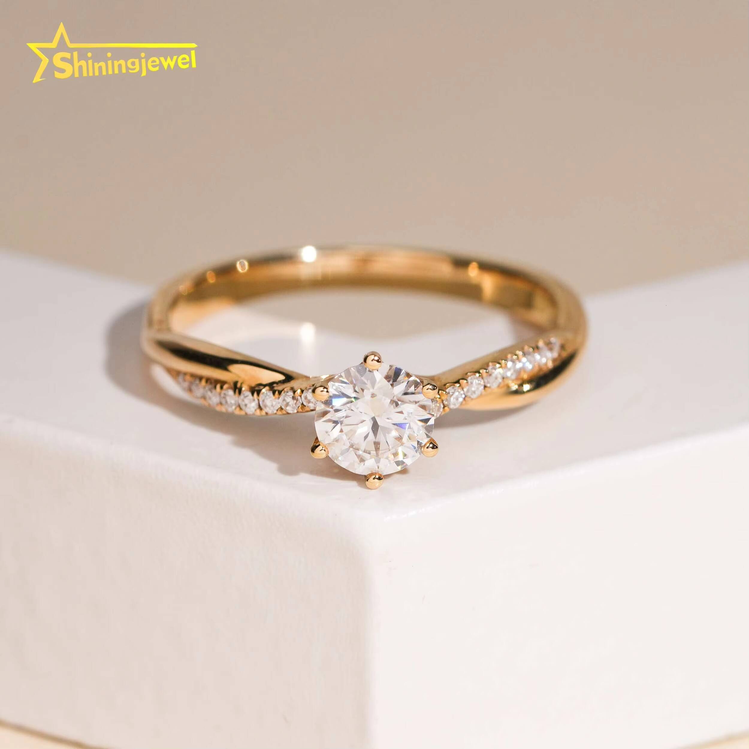 Fine Jewelry 14K Solid Gold D VVS Moissanite Ladies Ring High Quality Custom Moissanite Engagement Wedding Ring for Women