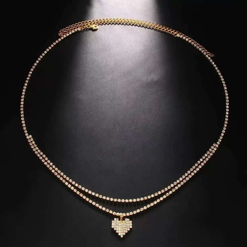 Rhinestone Double Chain Water Drop Waist Chains Body Jewelry for Women Crystal Body Belly Chain Body Decoration Accessory 251023