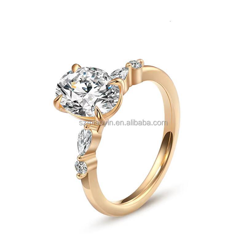 Wholesale Price Jewelry 10k14k18k Solid Real Gold 1ct2ct3ct D VVS Oval Moissanite Diamond Engagement Ring for Women