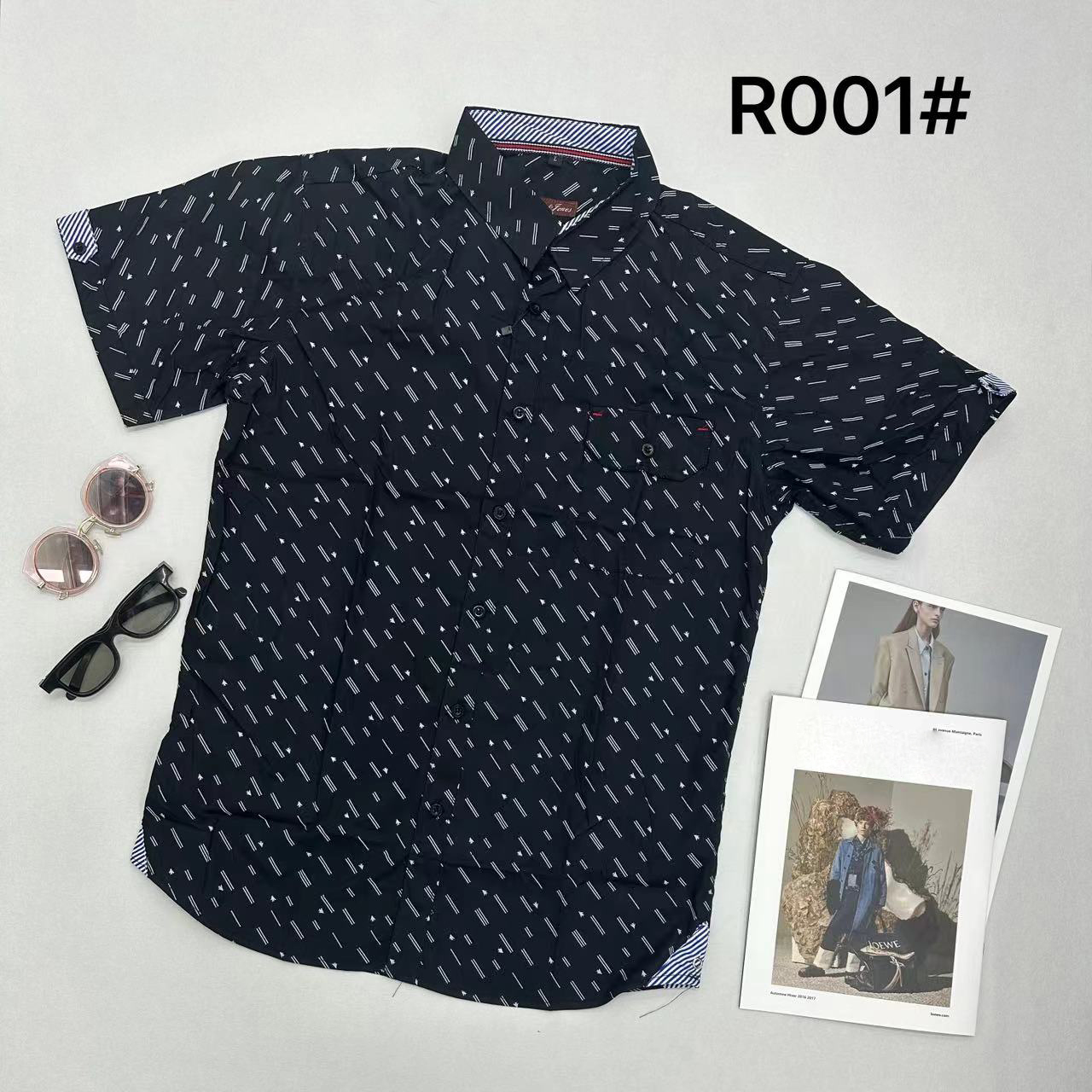 Men's Printed Cotton Shirt - Breathable & Soft, Loose Fit, Various Patterns, Short Sleeve Casual Shirt for Daily & Vacation Wear(R001) - NO23