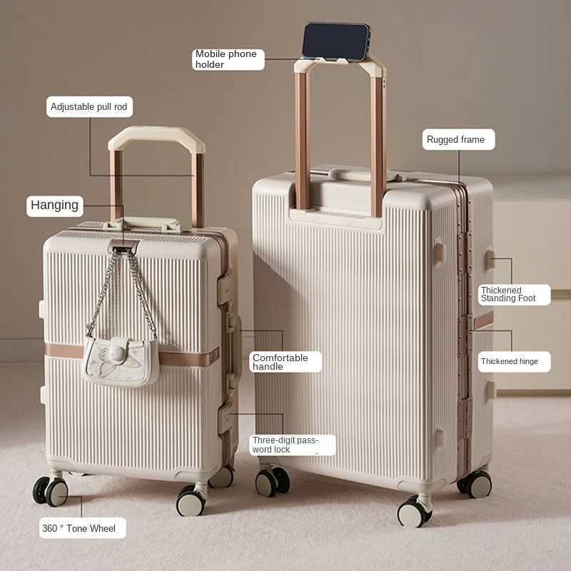2025 New Luggage Carrier 20inch CarryOn Luggage with Aluminum Frame Large Capacity 28inch Combination Lock Suitcase UnisexW251024