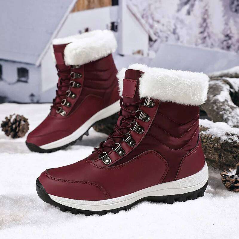 Snow Platform Non-Slip Winter Shoes Fur Warm Ankle For Women Wedges Waterproof Thigh High Boots