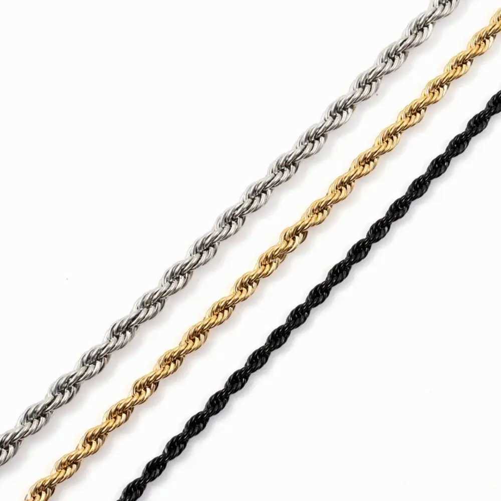 Fashion Hip Hop Rope Chain Necklace Classic Stainl Steel Twisted Link Chain Necklace For Men Women Jewelry GiftXJ251024