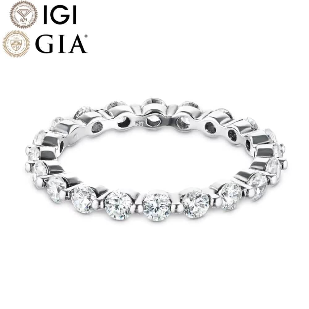 Custom Gia Igi Certified VVS CVD LabGrown Created Diamond 14K18K Solid Gold Half Eternity Wedding Band Ring Rhodium Parties