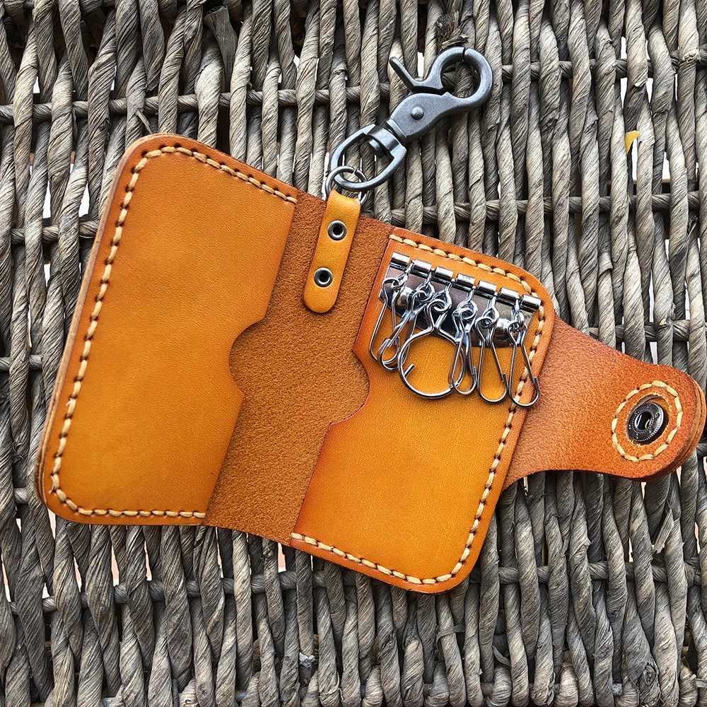 Hand Stitched Vegetable Tanned Leather Key Holder Durable Japanese Style Housekeeper Key Case Z251023