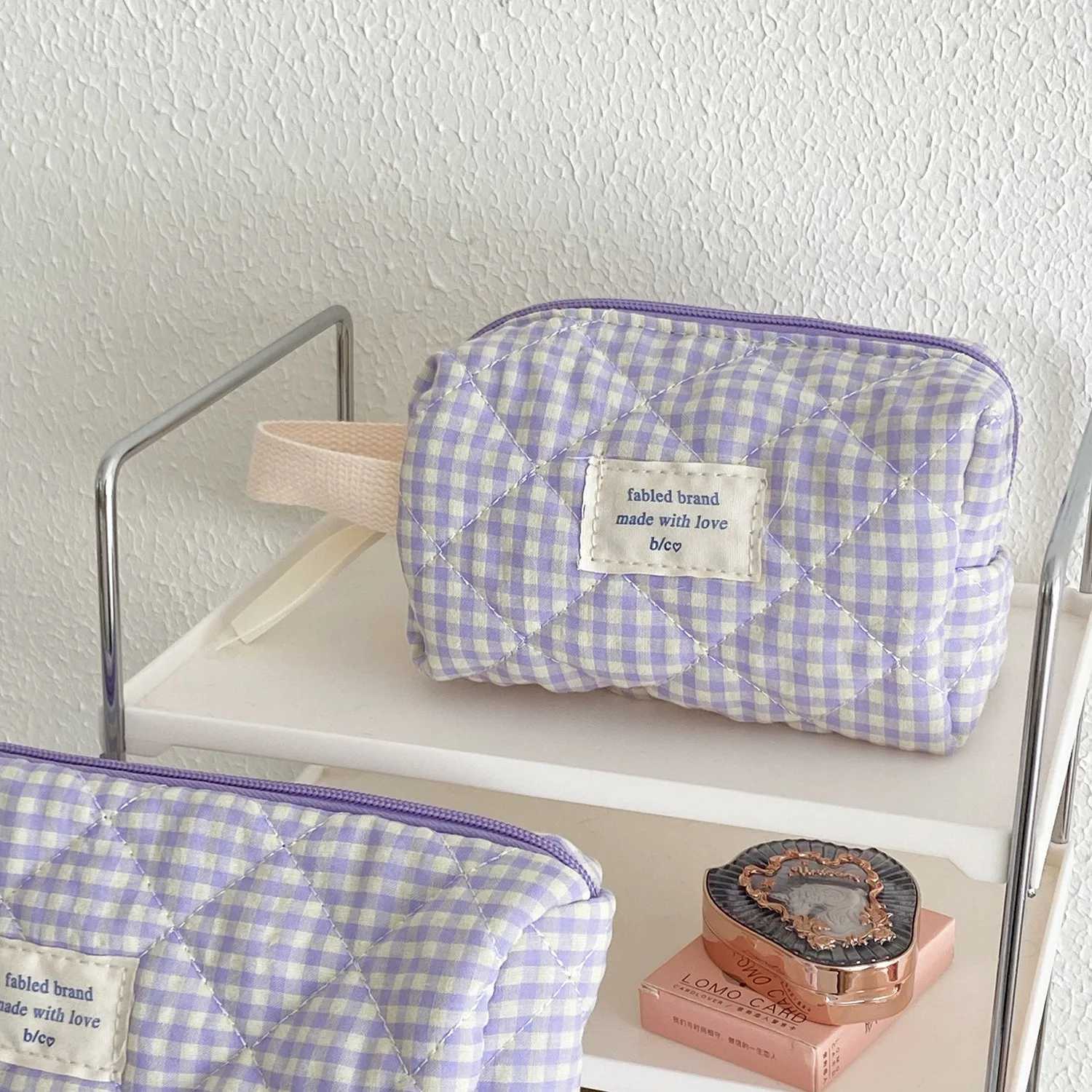 Large Capacity Cotton Makeup Bag Women Sweet Cosmetics Storage Bag Portable Travel Toiletry Bag Brushes Cosmetic BagT251024