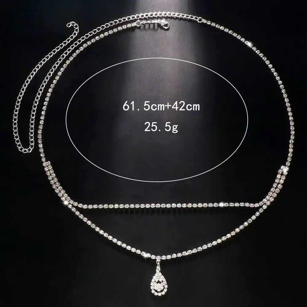 Rhinestone Double Chain Water Drop Waist Chains Body Jewelry for Women Crystal Body Belly Chain Body Decoration Accessory 251023