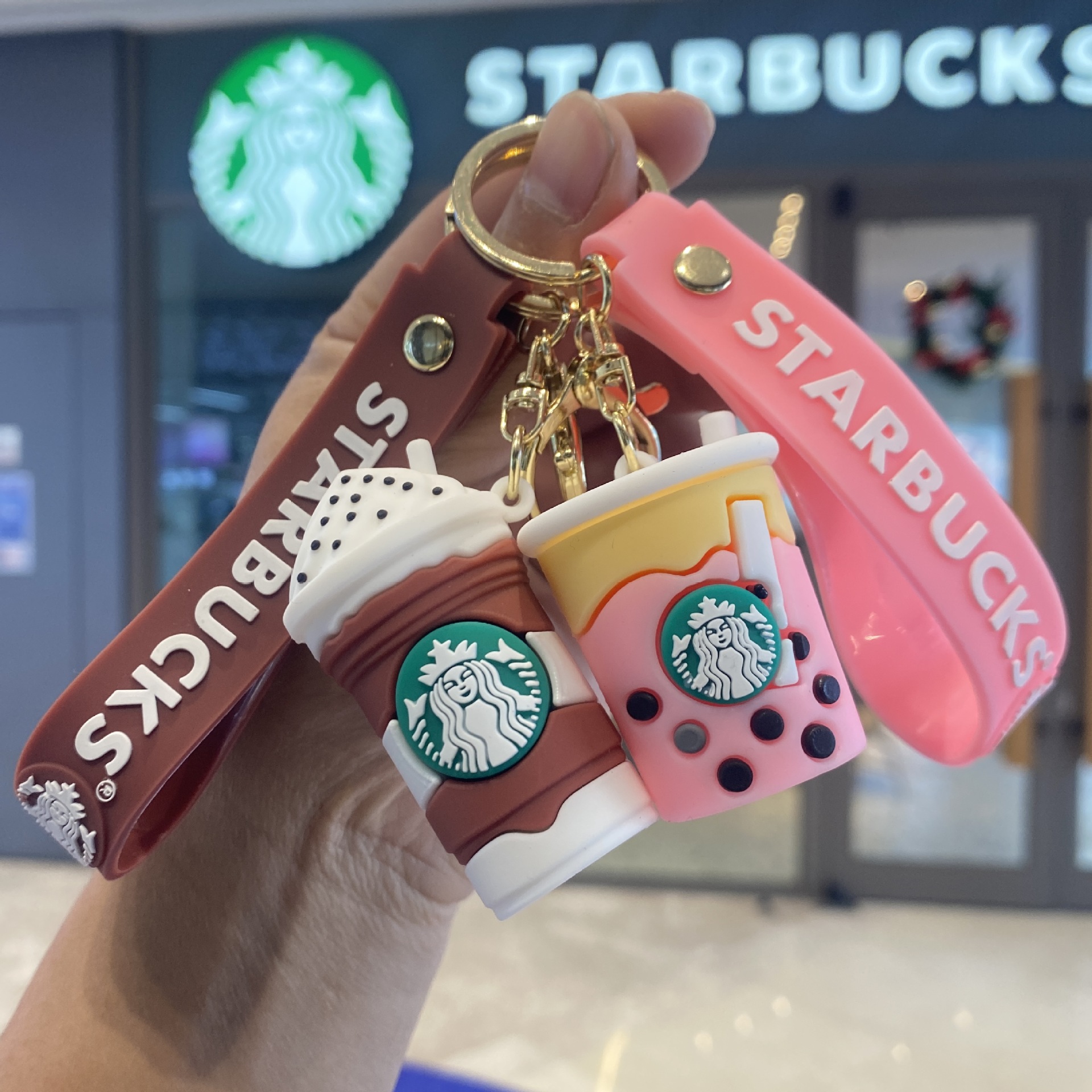 Starbucks Milk Tea Cup Keychain Plush Doll Claw Machine Small Gift Bag Accessory New Year Gift Wholesale
