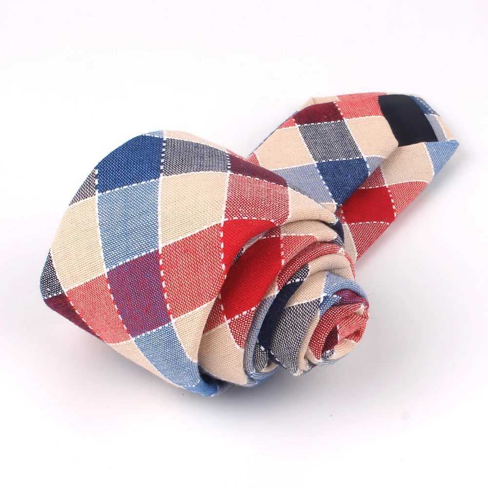 Fashion Woven Cotton Ties For Men Skinny Men Neck Tie For Wedding Casual Plaid Neckties Suits Slim Plaid Neck Ties Gravatas Y251024