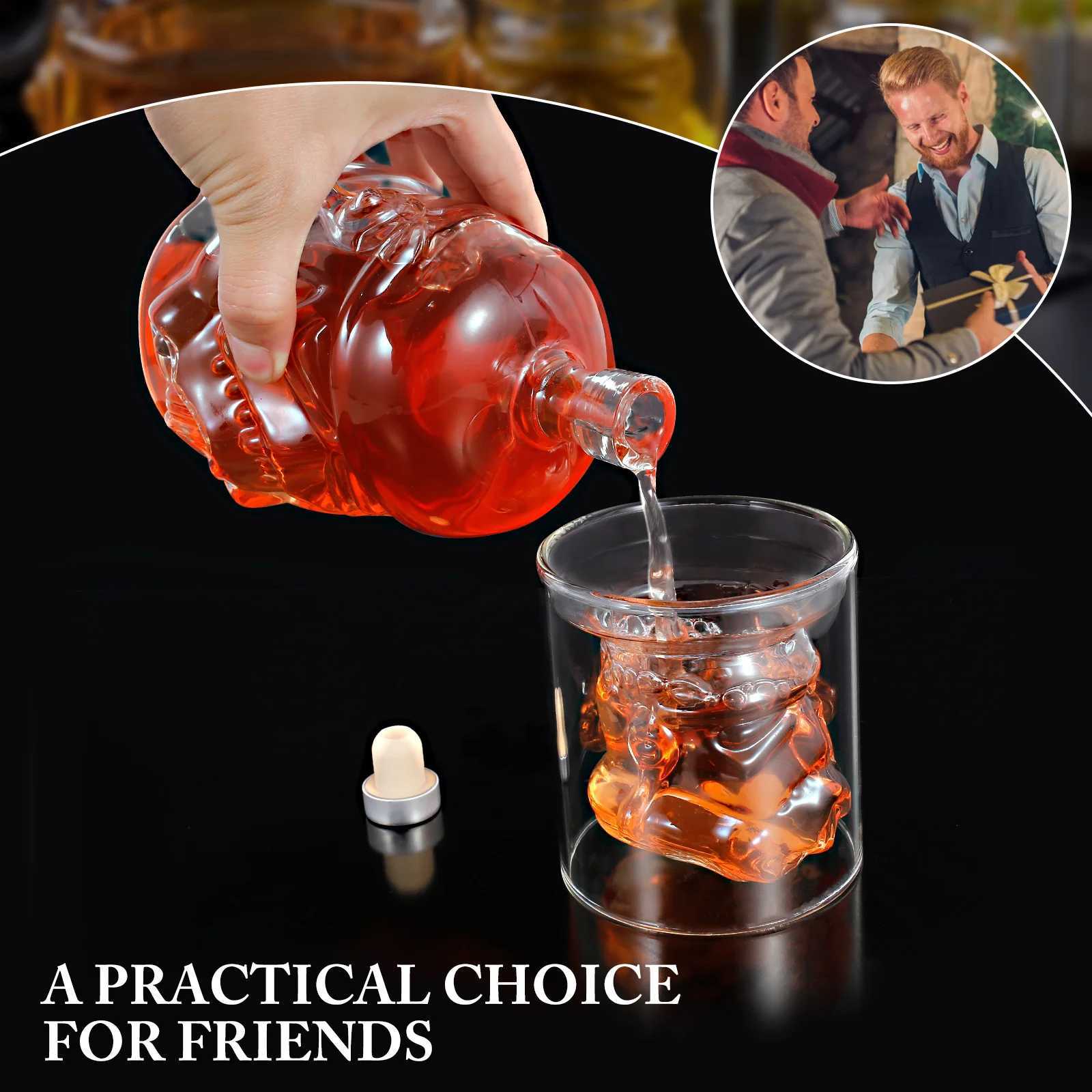 Whiskey Decanter with 2 es 750ml Transparent Wine Decanter Creative Bourbon Decanter and Set Whiskey Decanter Y251024