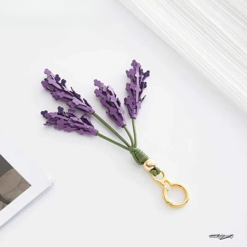Lavender Leather Charm Purple Flower Keychain Pendant Decoration High Girl Gift Bag Accessories Z250611 Ddmylovely