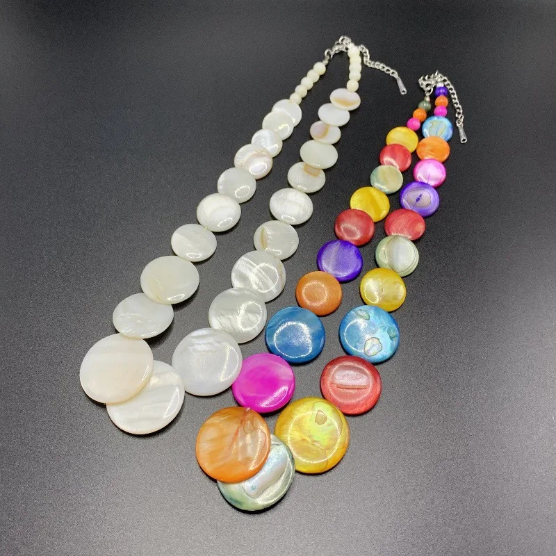 Vintage Natural Shell Choker Round Necklace for Women Girls Bohemia Summer Travel Handmade Holiday Jewelry Accessories 251016