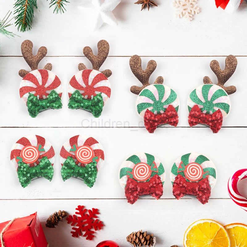 Disney Christmas Mickey & Friends Eared Hairstyle Clip-On Decorations: Colorful Sequined Accessory Set
