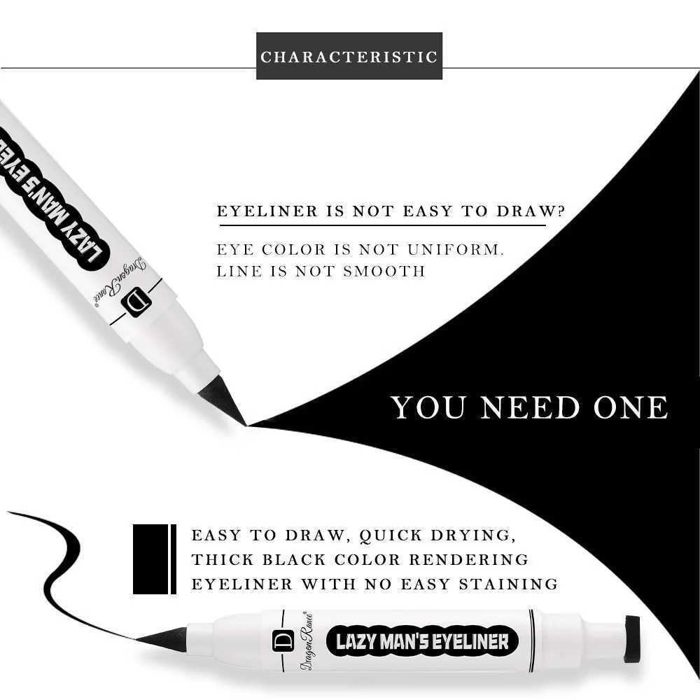 Make Up DoubleEnd Seal Black Eyeliner Eyelid Marker Waterproof LongLasting 2 In 1 Triangle Stamp Eye Liner Makeup CosmeticsL251024