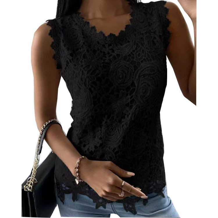 Women's Clothing 2025 Summer New Top Vest Lace Blouse