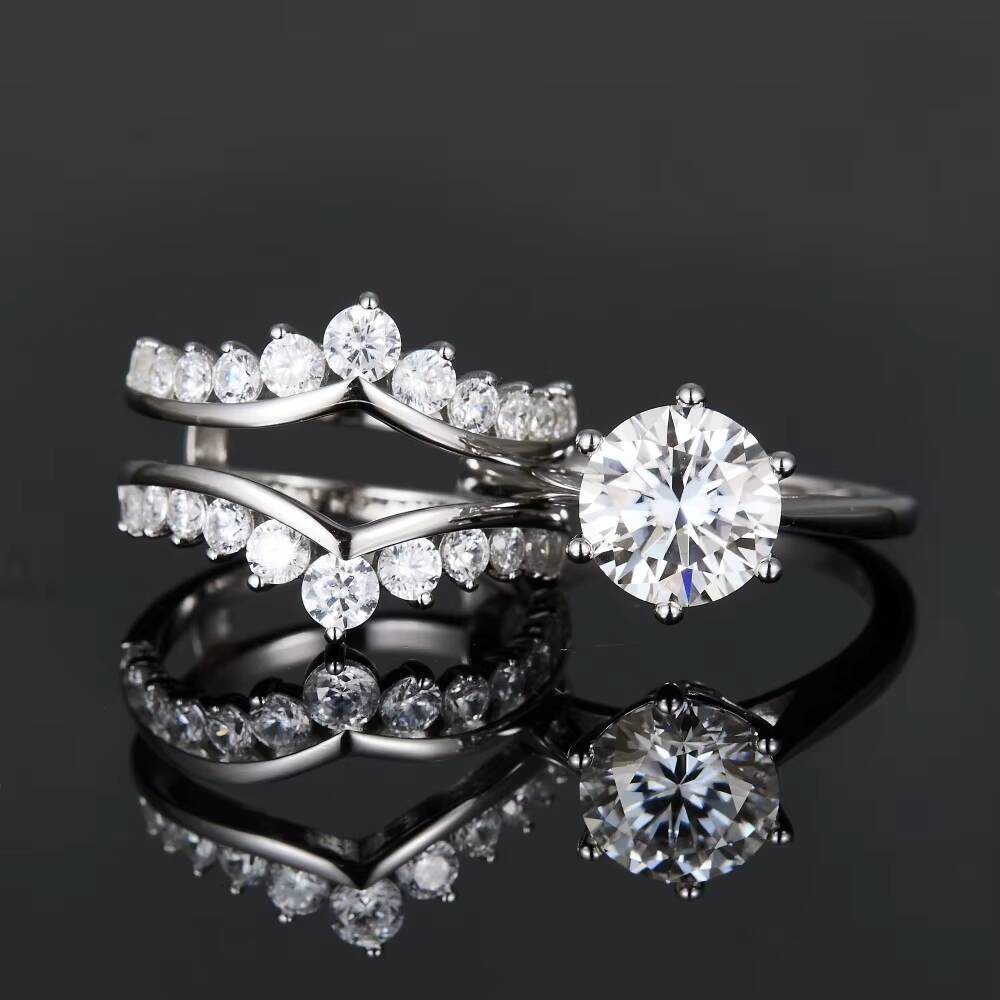 Luxury Wedding Moissanite Ring S925 Silver Set Jewelry Engagement Moissanite Ring Bezel Ring