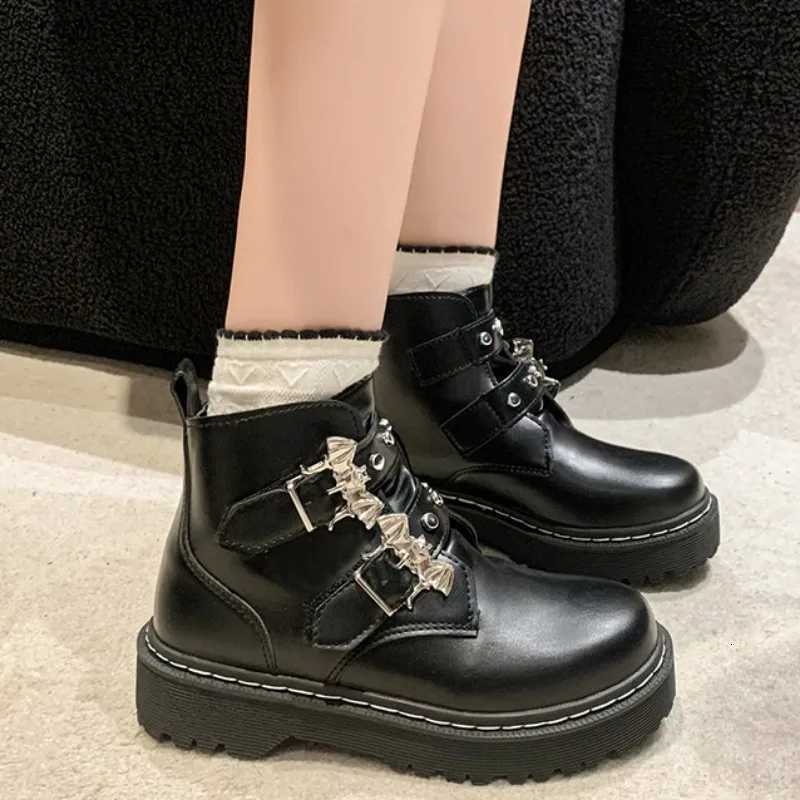 Womens Boots Chunky Hee Ladies Shoes Platform Bat Leather Booties Women Shoes Trend 2024 Sneakers Ankle Boots D451 W251024