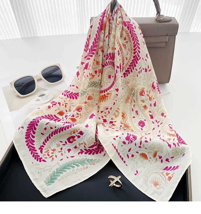 Silk Square Scarf Wen Luxury ral Print Soft Satin Kerchief Haiand Neckerchief Hijab La band Foard Bag Ribbon Y251024