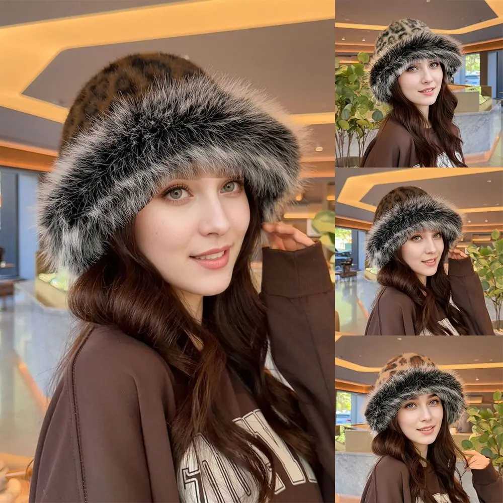 New Faux Fur Fluffy Fur Bucket Hat Thickened Lined with Fleece Plush Fisherman Hat Warm Trapper Winter Warm Hat Snowy DayL251024