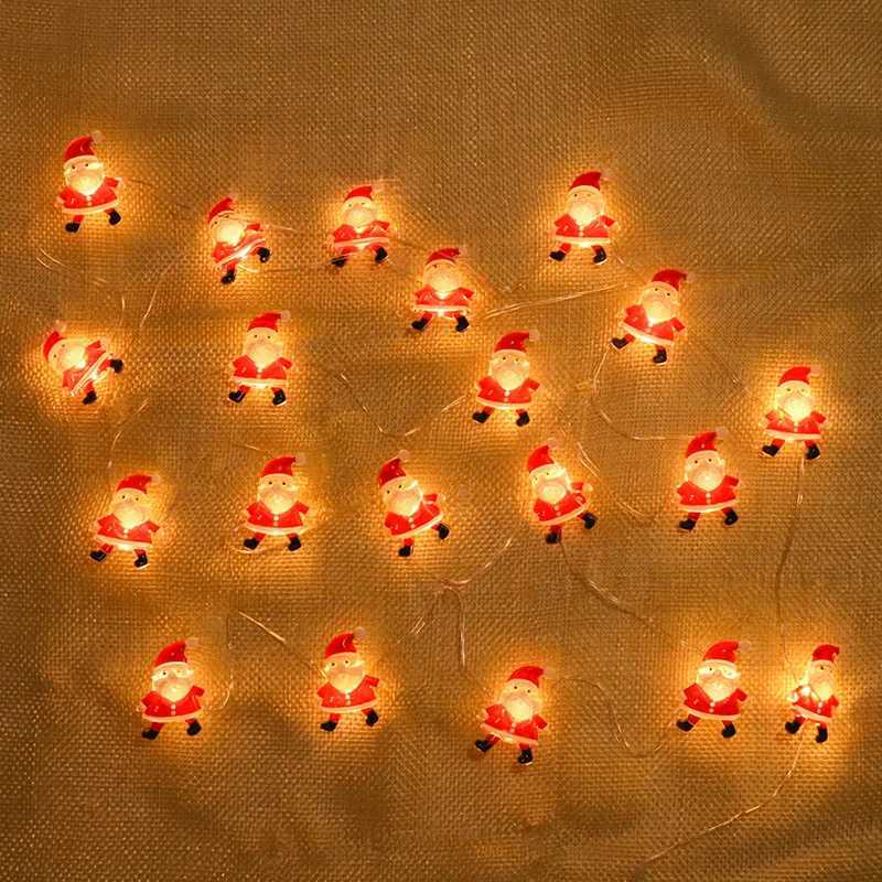 2M Christmas Santa Claus Snowflake LED Light String Garland Xmas Tree Fairy Light Christmas Decoration for Home New Year Navidad C251024