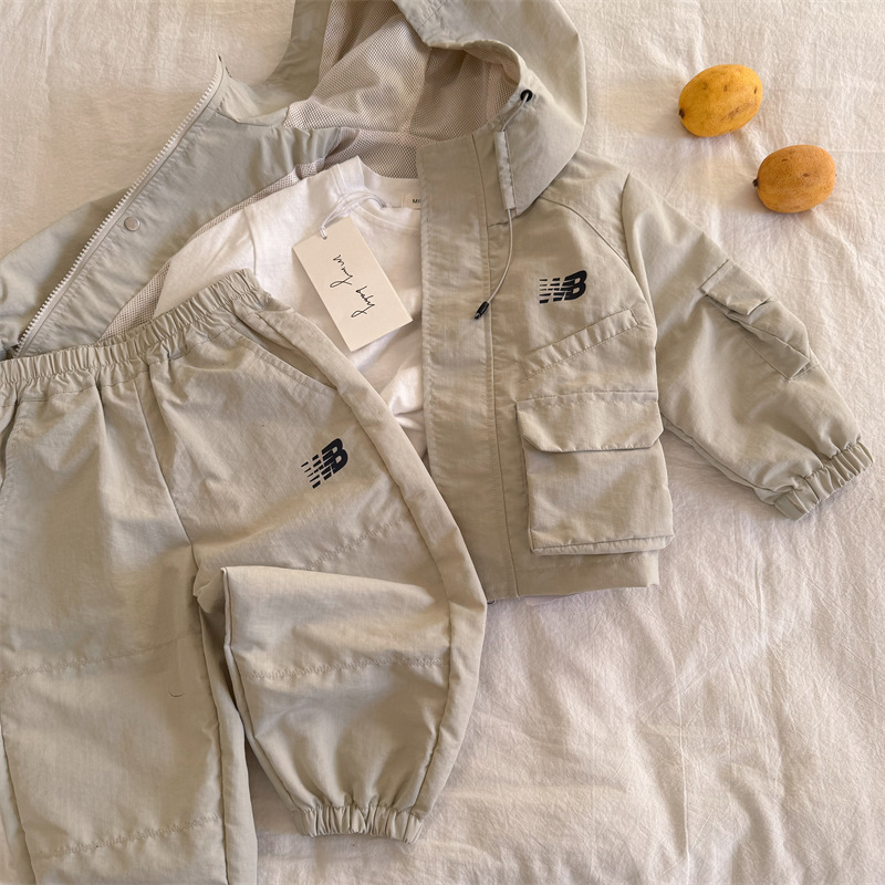 luxury kids clothing Boys Spring Autumn Set 2025, Letter Print Jacket and Pants 2-Piece, Fashion Style Casual Outfit Free Shipping