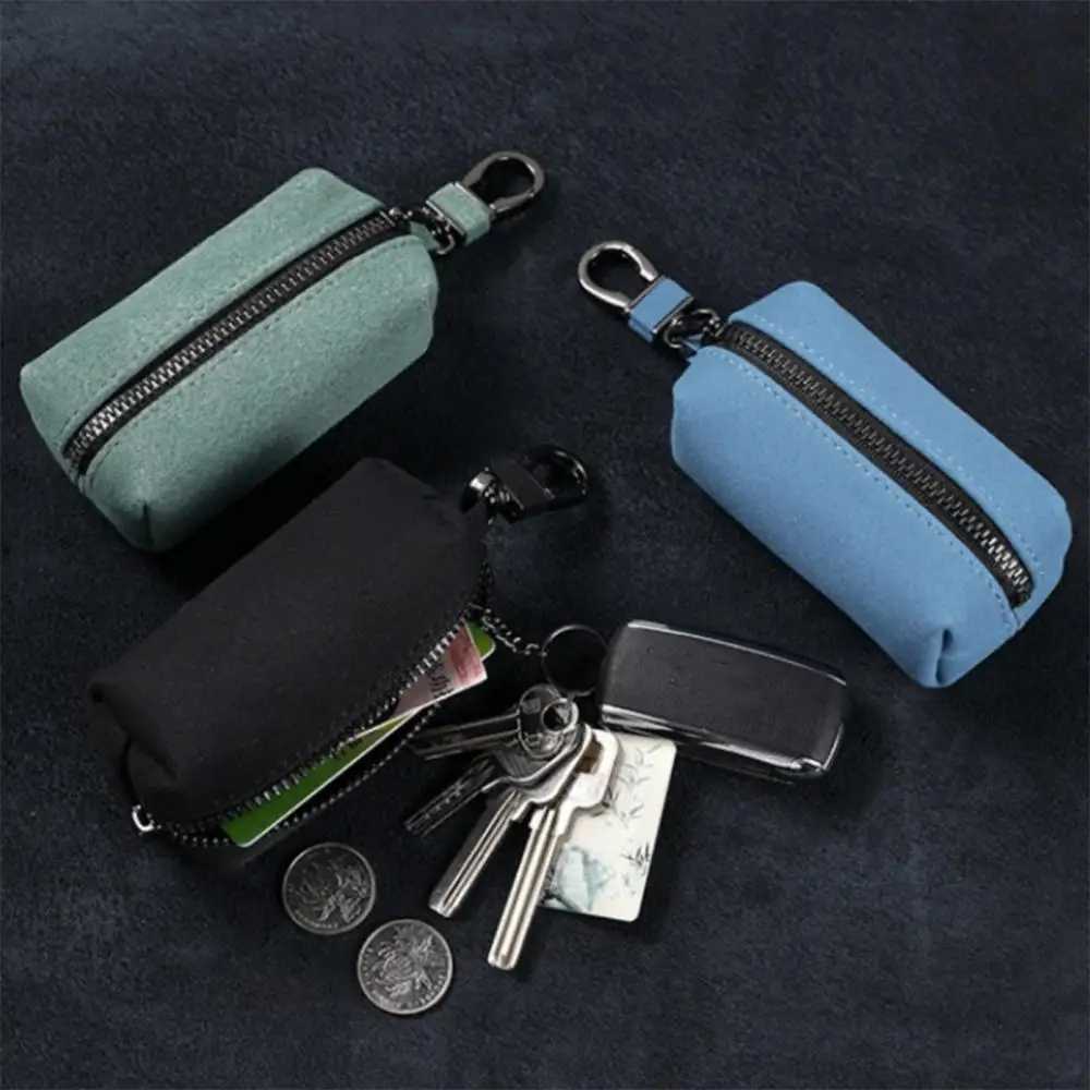 Portable Keychain Wallet for Men Women LargeCapacity Double Zipper Key Pouch Bag Suede Leather Key Case Unisex Coin Purse Z251023