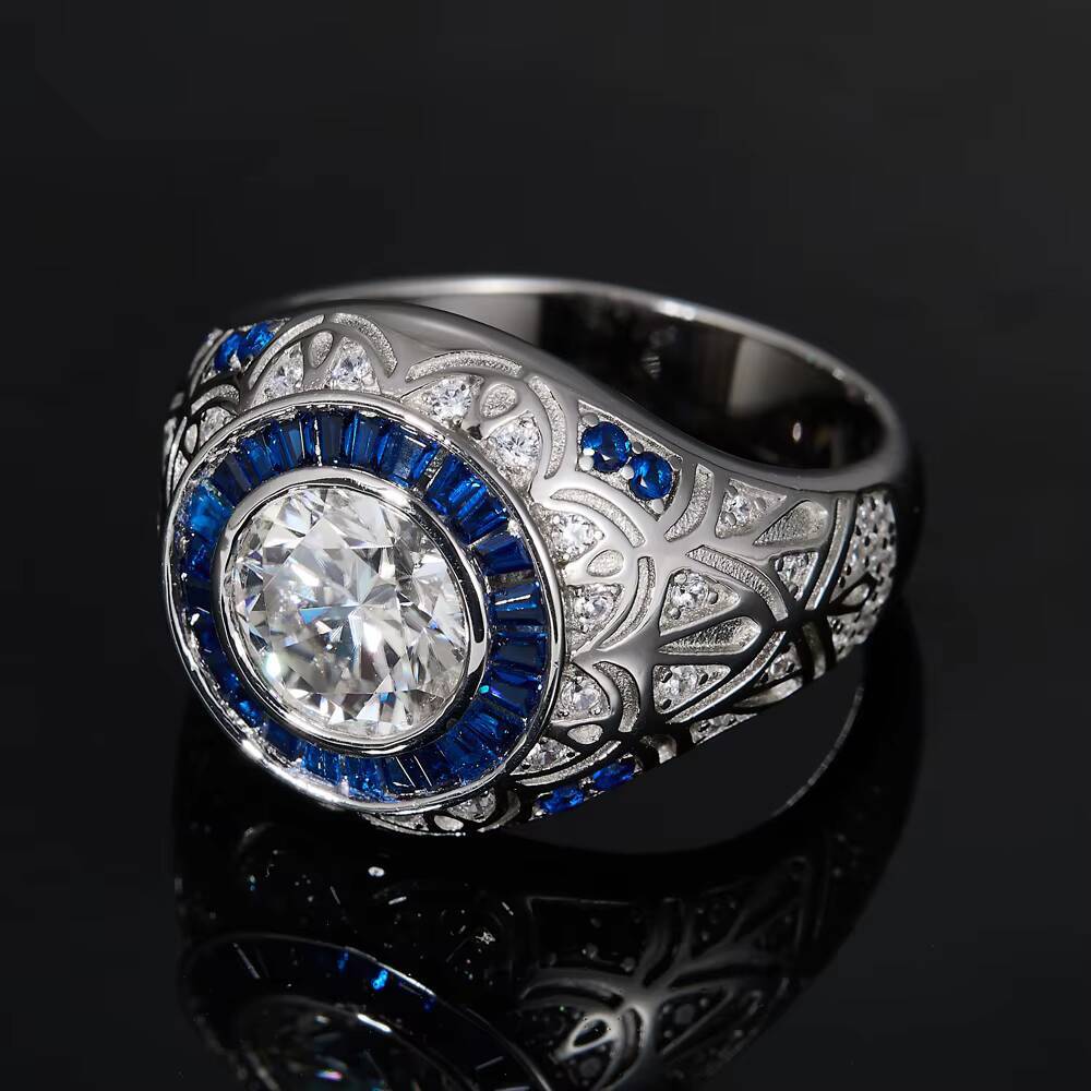 The 925 Silver 3carat Moissanite Ring Is Suitable for Mens Hiphop Retro Fashion Gatherings Birthdays and Other Occasions
