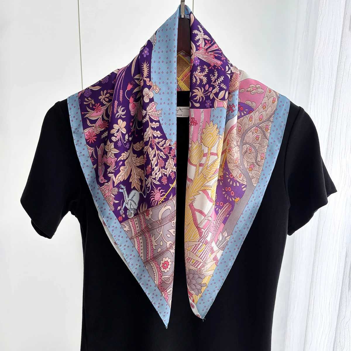 Luxury 70cm Silk Square Scarf For Wen Elegant Bag Ribbon band Shl Neckerchief Banda Neck Scarves For Daily Wear Y251024