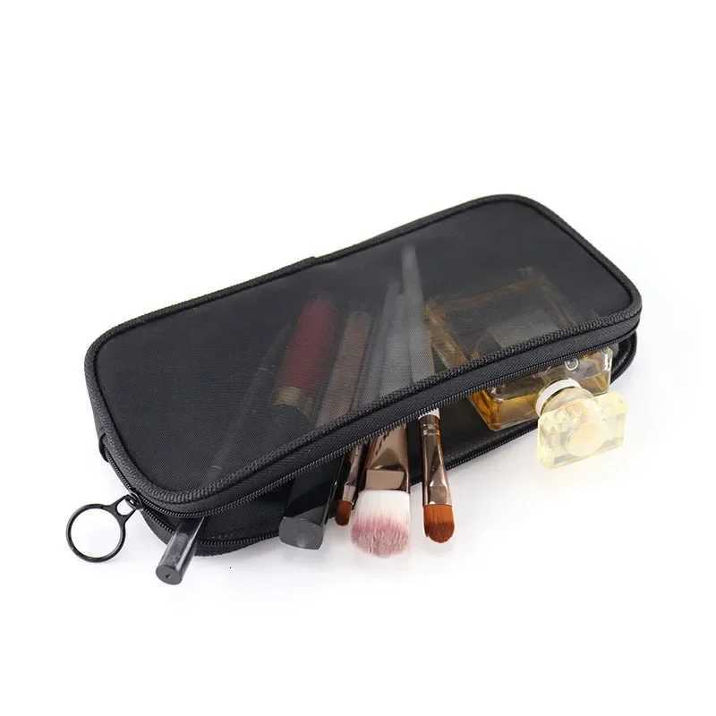 Pocket Cosmetic Bag Portable Black Mesh Mini Cosmetic Bag Lipstick Pouch Air Cushion Storage Bag Headset Sundries Storage caseT251024