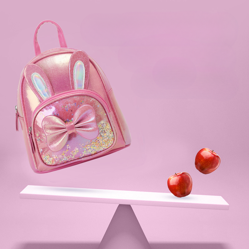 New hot selling sequined rabbit designer children's backpack fashionable, cute, personalized bow travel backpack