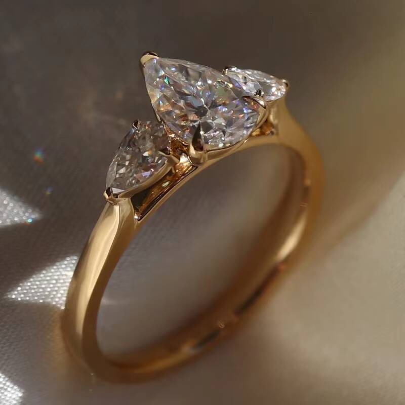 Custom GRA Vvs Moissanite 10K 14K 18K Solid Gold Emerald Radiant Oval Pear Cut Engagement 925 Silver Diamond Ring Women Men