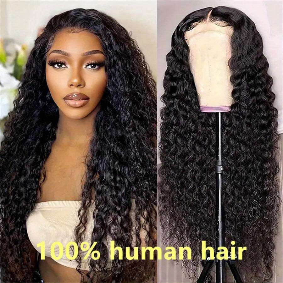 250% Density Deep Wave Lace Front Brazilian Virgin Wig with Baby Pre-Plucked Bleached Knots, Black & Blonde Wavy Hair for Women, Men, Unisex - 100% Hu