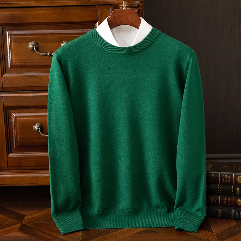 Autumn Winter Mens ONeck Merino Wool Sweater Versatile Basic Cashmere Pullover Casual Business Knitwear 251018