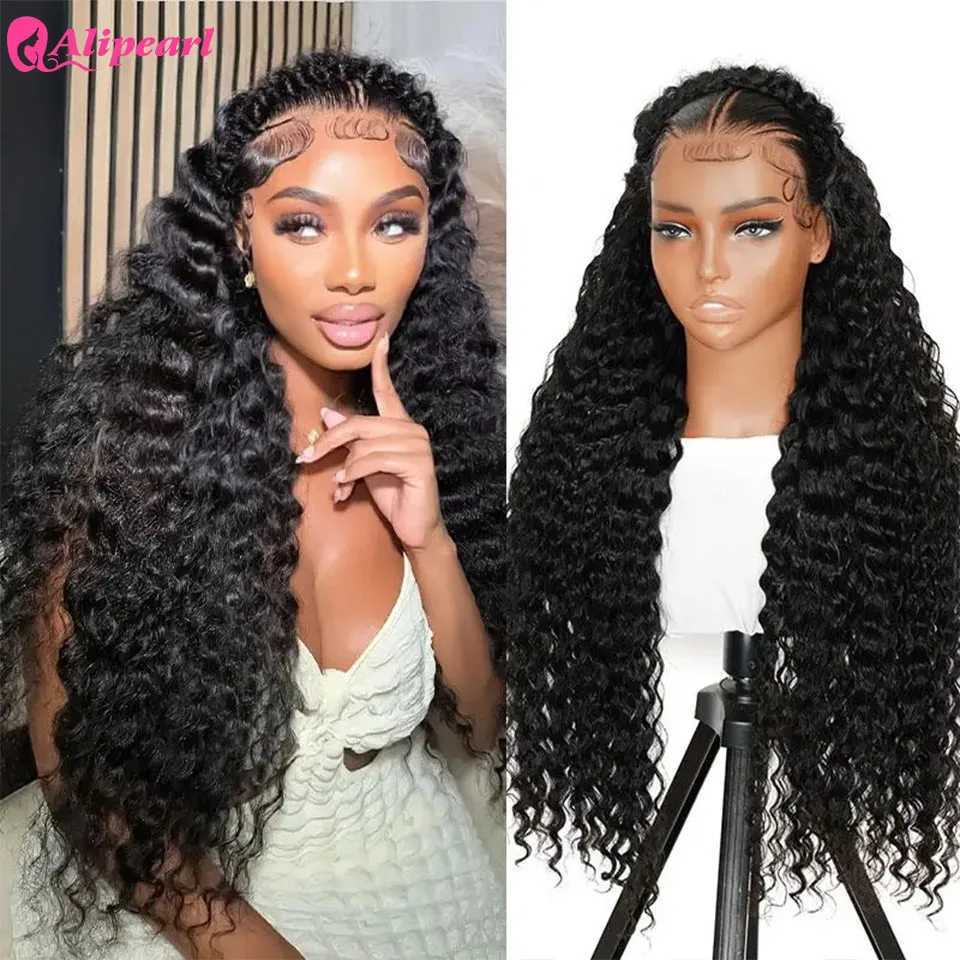 Alipearl Hair Pre Braided Stylist Wig Deep Wave 13x4 Lace Frontal Wig Pre Styled Pre Plucked W251023