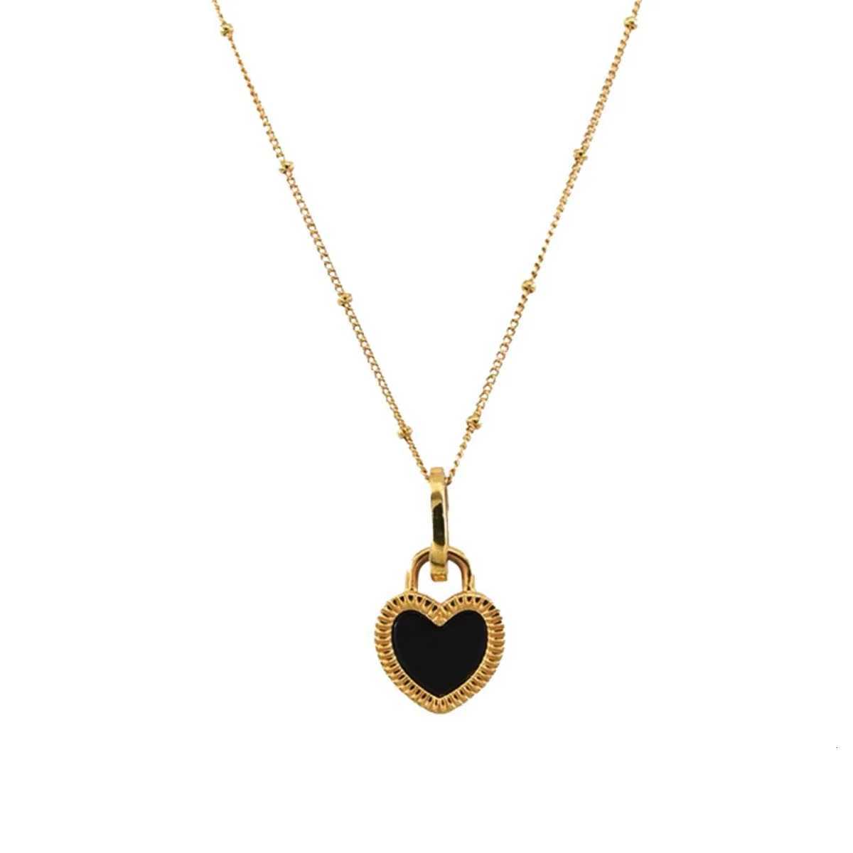 Heart Pendant Necklaces Stainl Steel Necklace Women Luxury Style Jewelry Accories Chain Banquet Doublesided Black WhiteXJ251024
