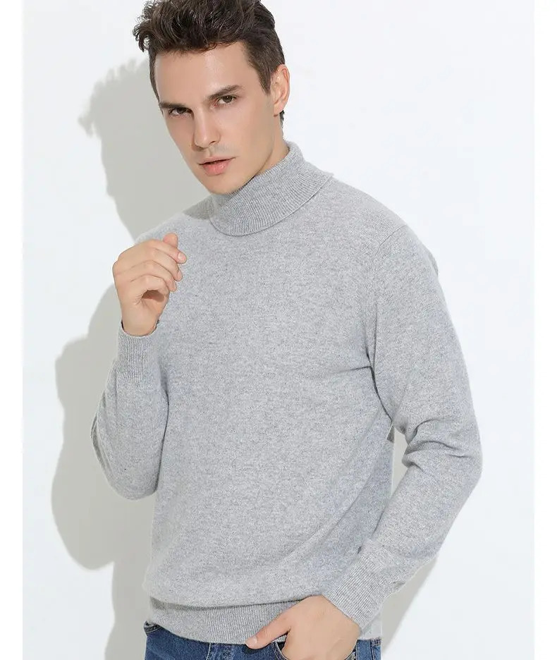 Turtleneck Men Pullover Cashmere Cotton Blend Knitted Sweater 2025 Autumn Winter Daily Basic Warm Turtle Neck Jumper Pull Homme 251020