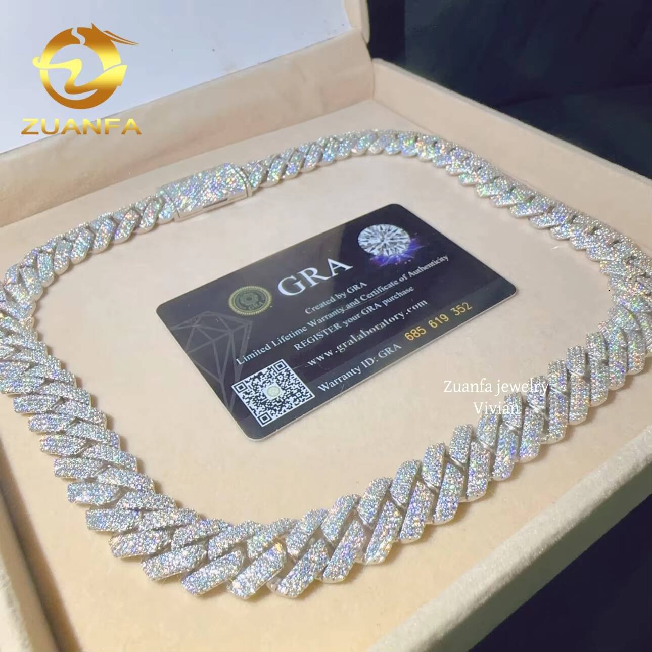 Designer necklace 18MM Sterling Silver 925 D Color VVS Cuban Link Chain Moissanite Diamond Iced Out Hip Hop Fine Jewelry Cuban Link Necklace