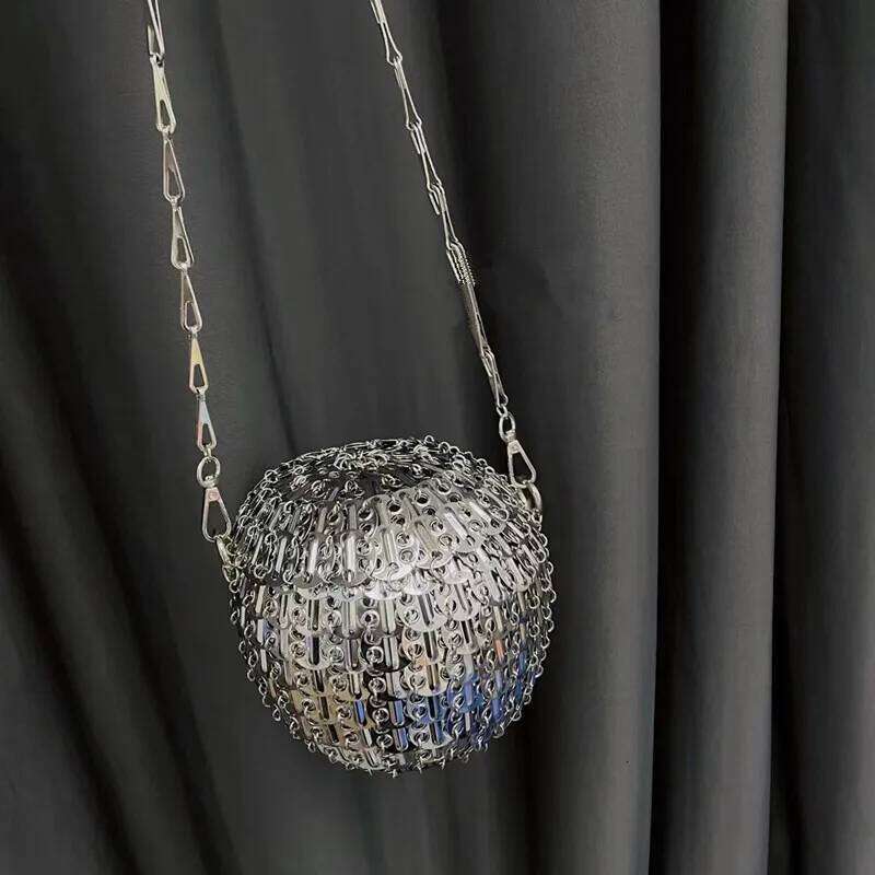 Designer Aesthetic Bags Women's Handmade Woven Sheet Metal Ball Shoulder Women Holiday Party Evening Bag