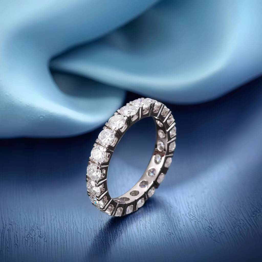 High Quality Hip Hop Moissanite Ring Pass Diamond Tester 14k White Gold Moissanite Wedding Ring