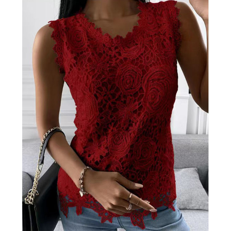 Women's Clothing 2025 Summer New Top Vest Lace Blouse
