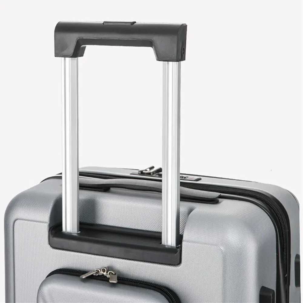 Suitcases Fashion Front Back Open Rolling Luggage Laptop Bag Sipnner 4 Wheels ABSPC Women Travel Men Cabin Carryon Trolley BoxW251024