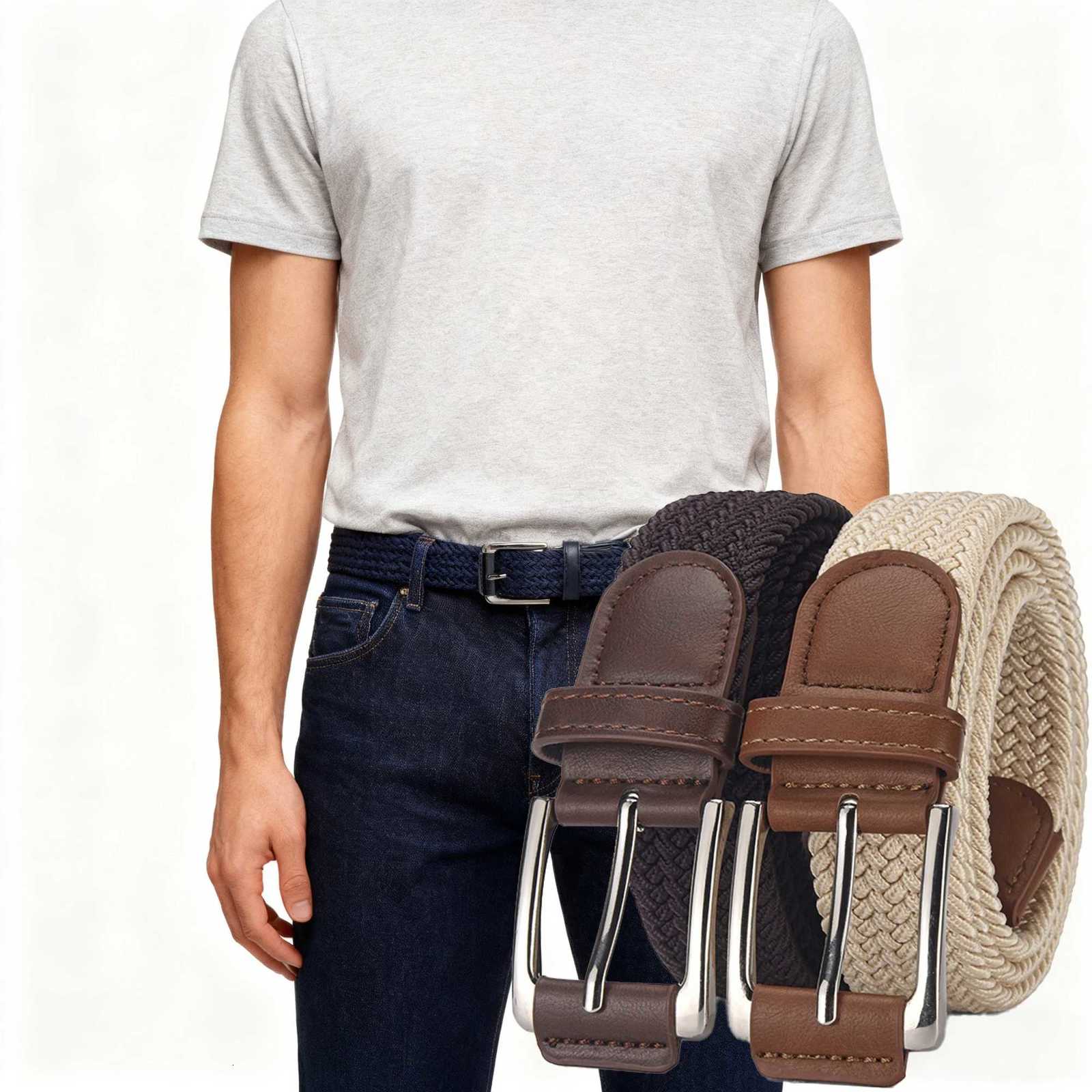 Fashion Retro Mens Pin Buckle Elastic Belt Simple Versatile Sports Belt Trendy Mens Clothing Accessories Wholesale W251024