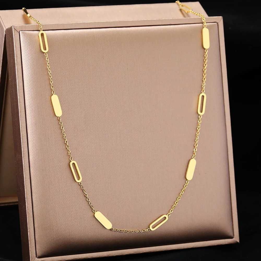 Stainl Steel Necklaces Geometric Round Rectangle Hollow Rectangle Choker Chain Trending Products Necklace For Women JewelryXJ251024