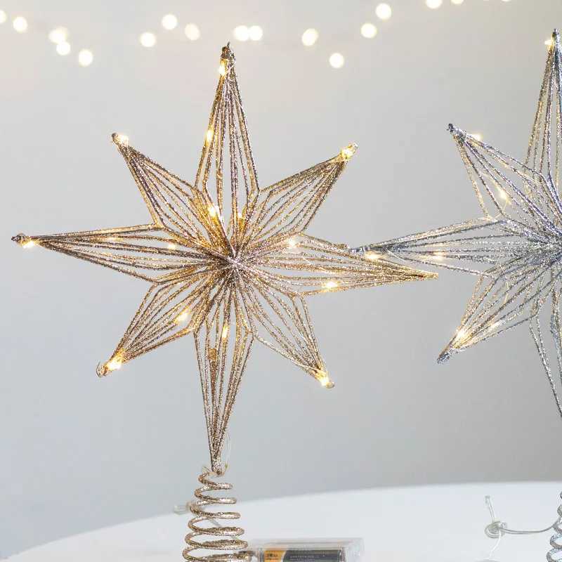 Christmas Tree Toppers Star With LED String Lights Ornaments For Christmas Home Party Decoration Festival Party New Year C251024