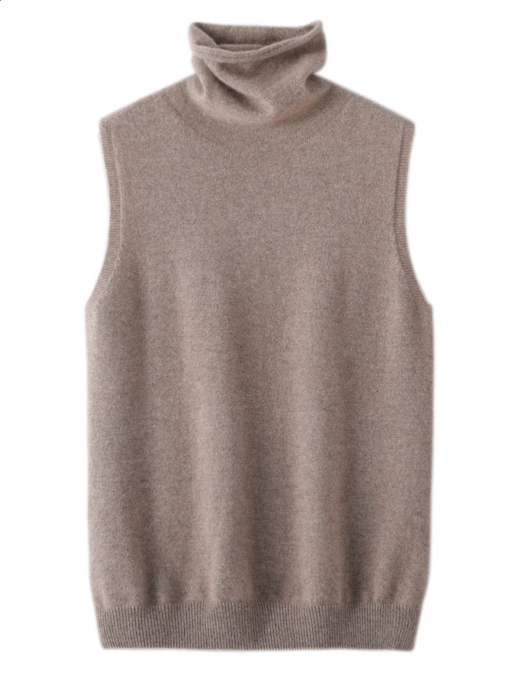 Women 100 Merino Wool Sleeveless Pullovers Turtleneck Sweater Waistcoat Wool Knitwear Spring Autumn Winter Fashion Vest Tops 251023